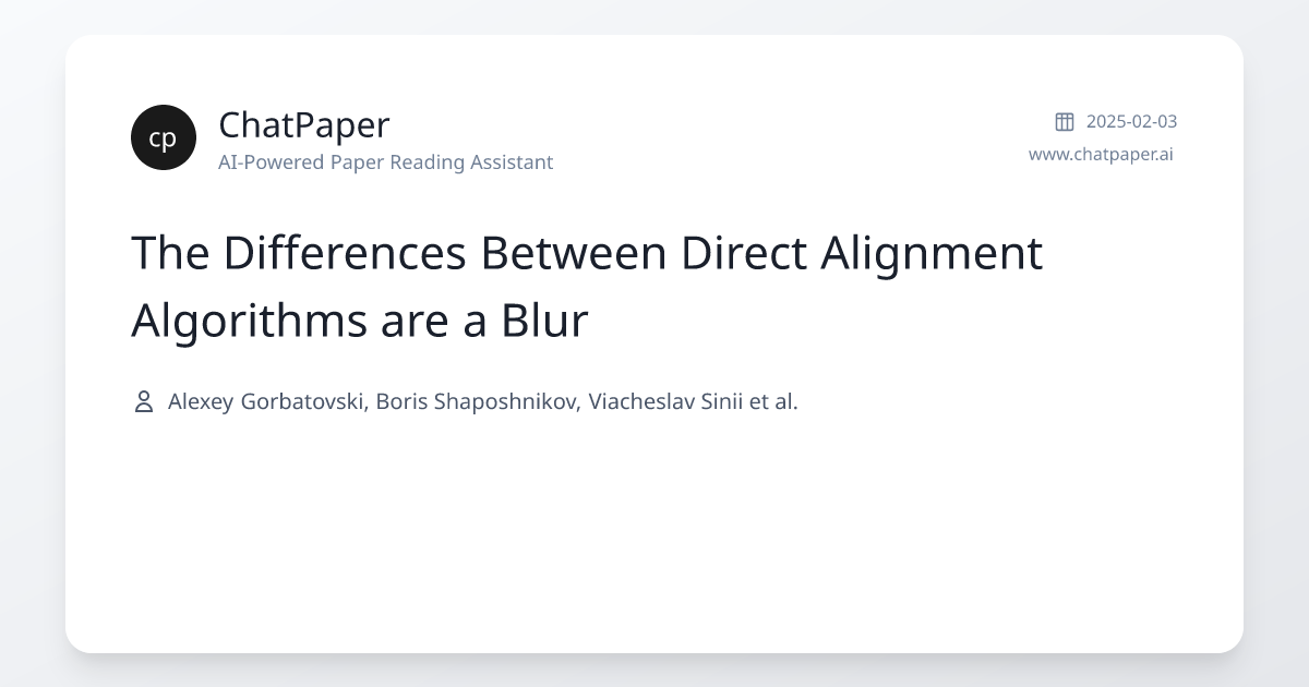 The Differences Between Direct Alignment Algorithms are a Blur - Paper ...
