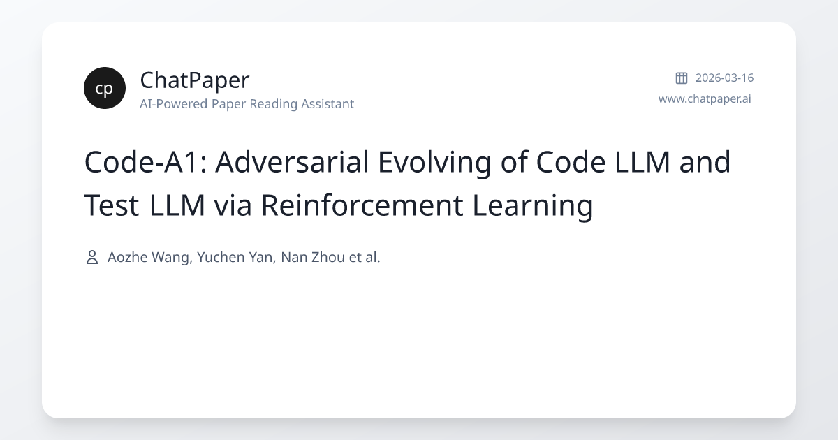 Code-A1: Adversarial Evolving of Code LLM and Test LLM via ...
