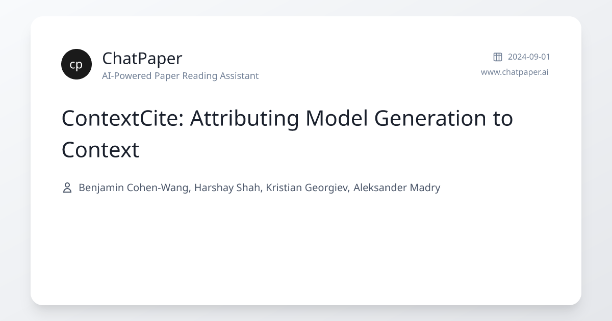 ContextCite: Attributing Model Generation to Context - Paper Details