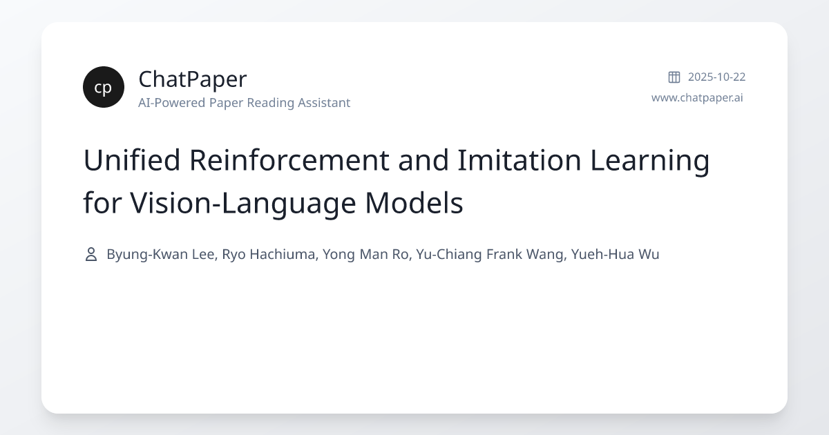Unified Reinforcement and Imitation Learning for Vision-Language Models ...
