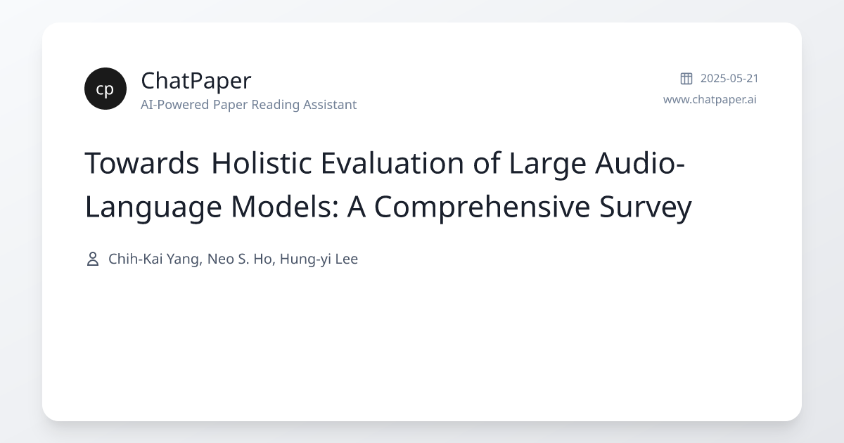 Towards Holistic Evaluation of Large Audio-Language Models: A ...