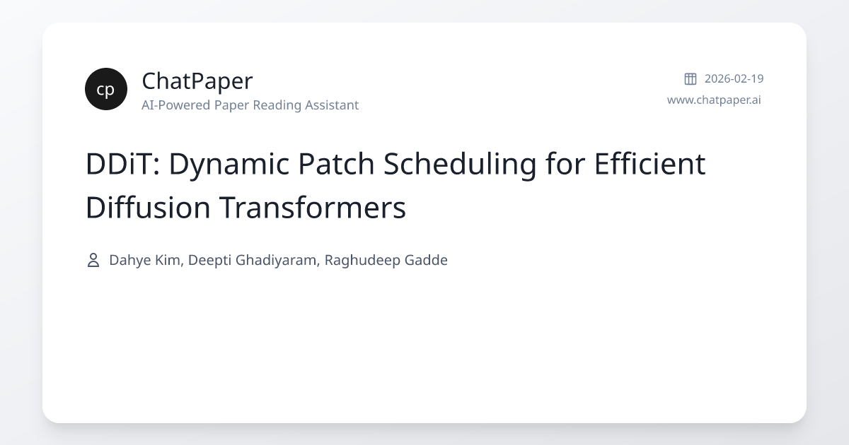DDiT: Dynamic Patch Scheduling for Efficient Diffusion Transformers ...