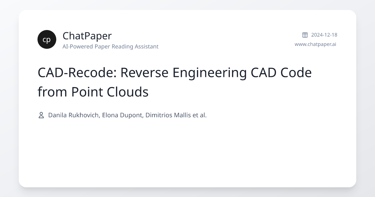 CAD-Recode: Reverse Engineering CAD Code from Point Clouds - Paper Details