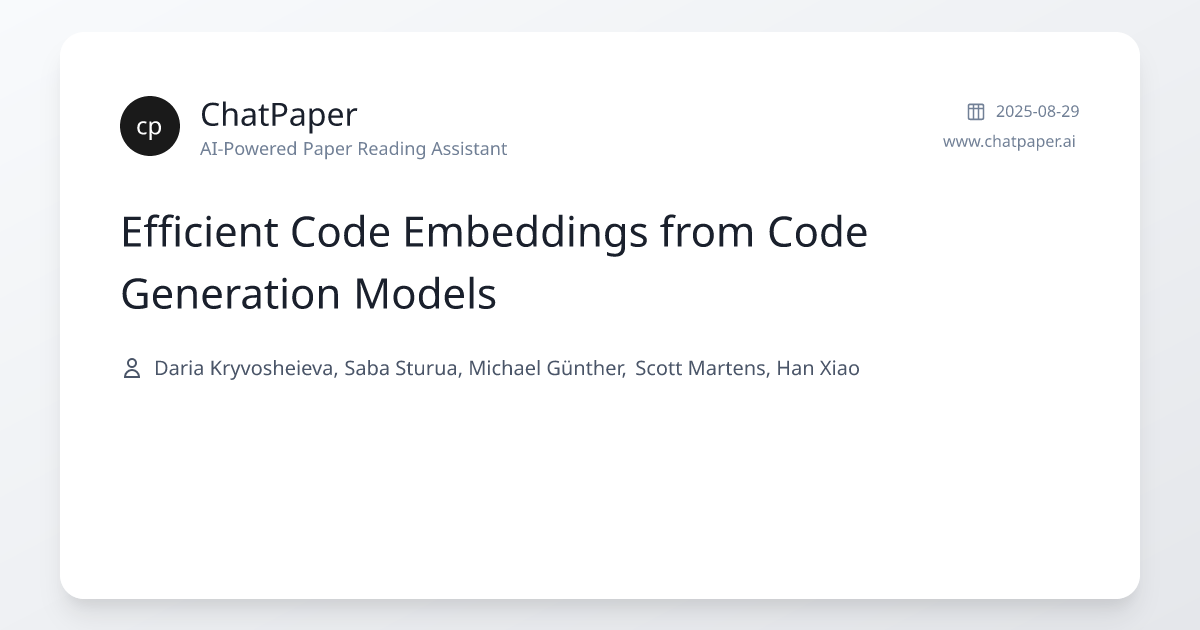 Efficient Code Embeddings from Code Generation Models - Paper Details