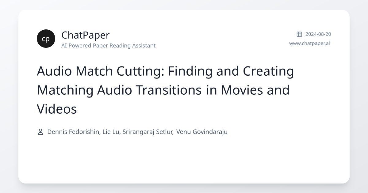 Audio Match Cutting: Finding and Creating Matching Audio Transitions in ...