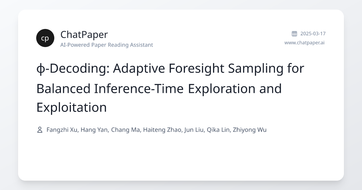 φ-Decoding: Adaptive Foresight Sampling for Balanced Inference-Time ...