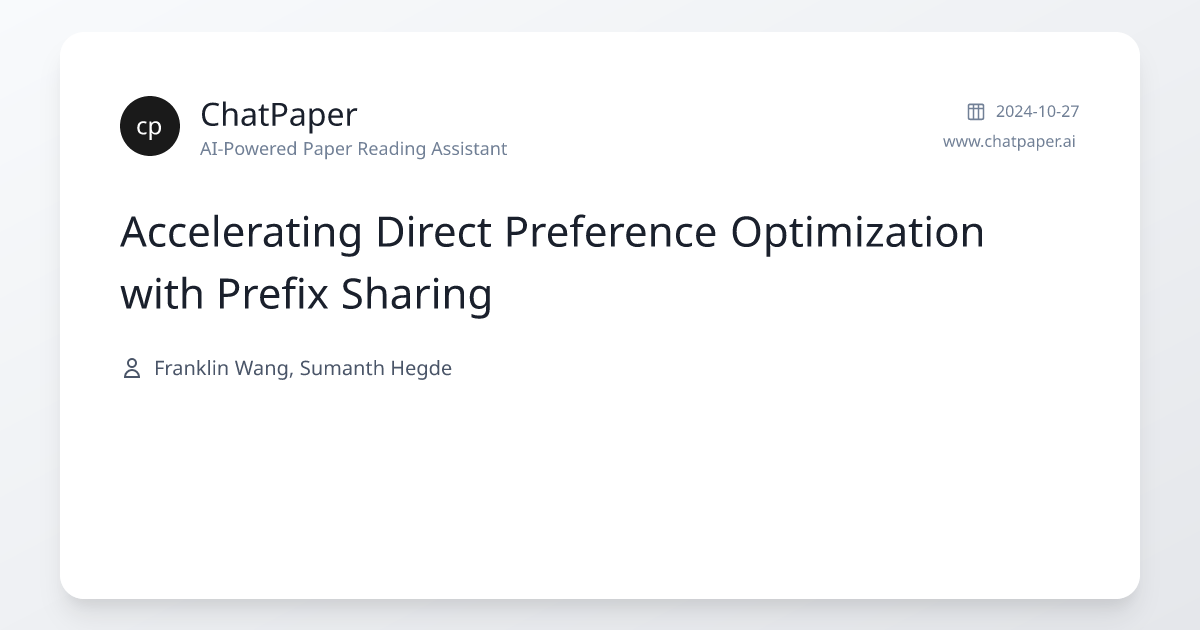 Accelerating Direct Preference Optimization with Prefix Sharing - Paper ...