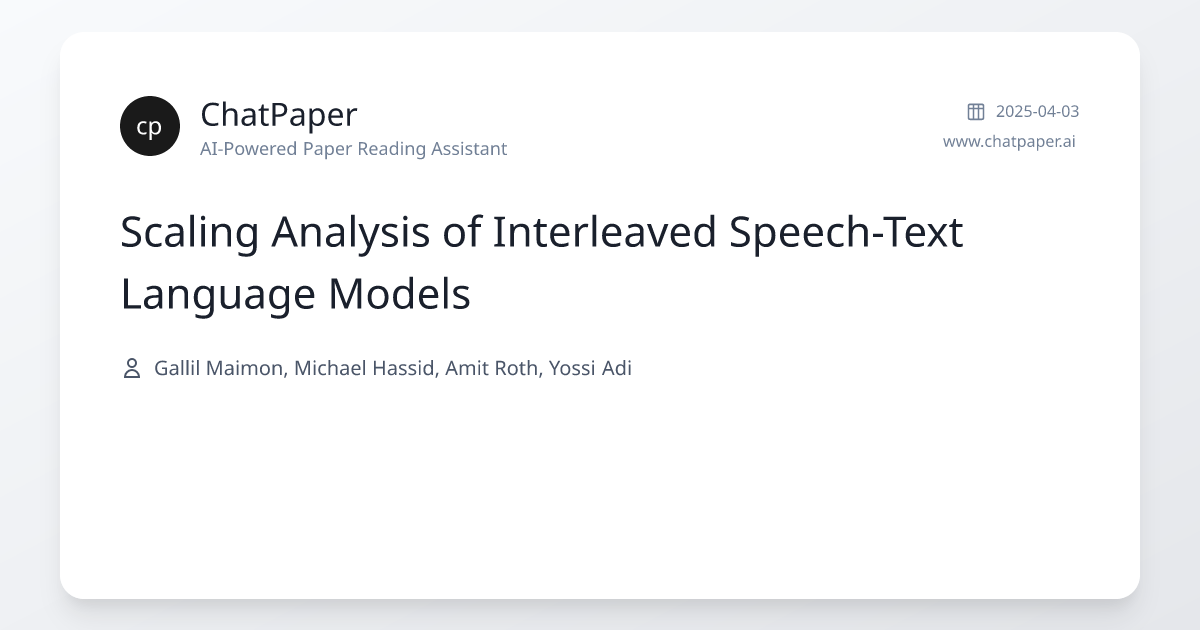 Scaling Analysis of Interleaved Speech-Text Language Models - Paper Details