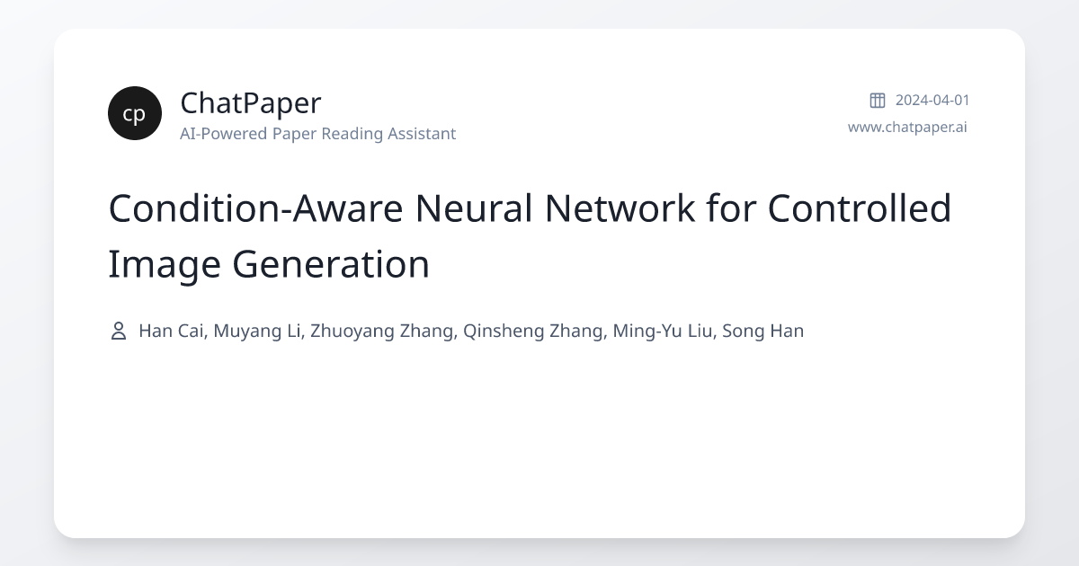 Condition-Aware Neural Network for Controlled Image Generation - Paper ...