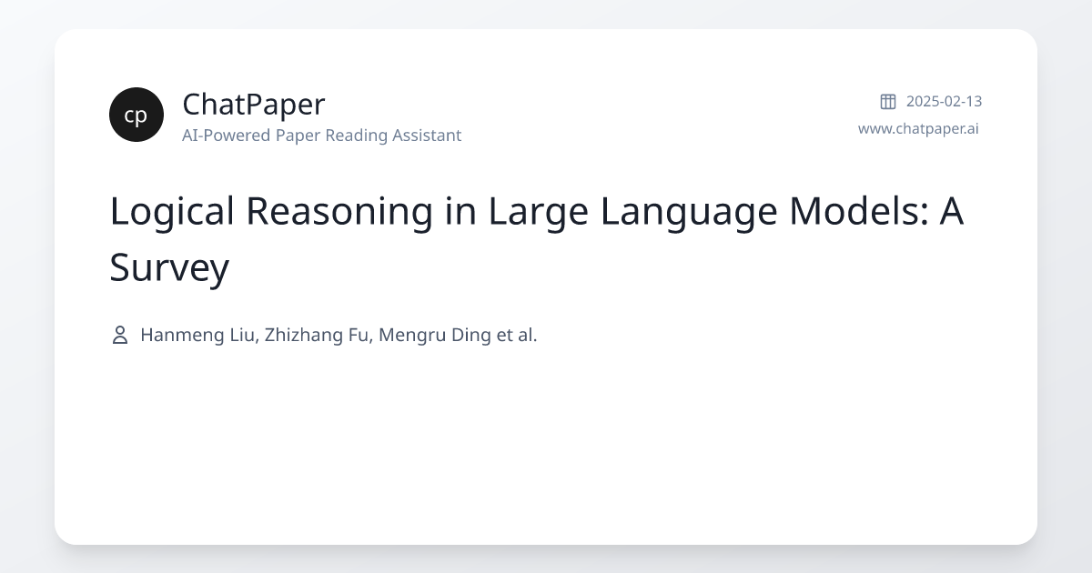 Logical Reasoning in Large Language Models: A Survey - Paper Details