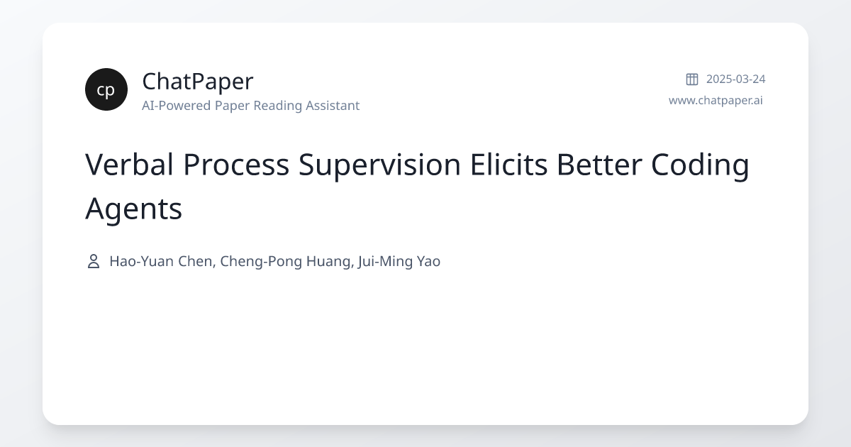 Verbal Process Supervision Elicits Better Coding Agents - Paper Details