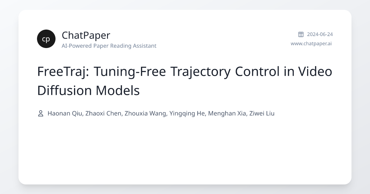 FreeTraj: Tuning-Free Trajectory Control in Video Diffusion Models ...