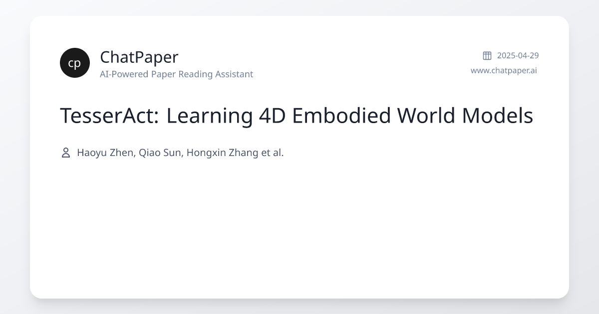 TesserAct: Learning 4D Embodied World Models - Paper Details
