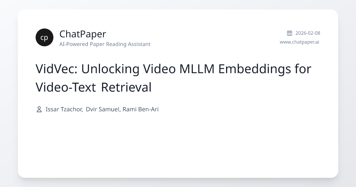 VidVec: Unlocking Video MLLM Embeddings for Video-Text Retrieval ...