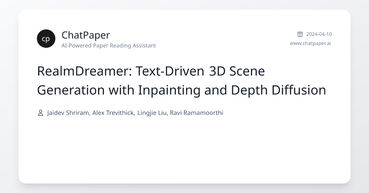 RealmDreamer: Text-Driven 3D Scene Generation with Inpainting and Depth ...