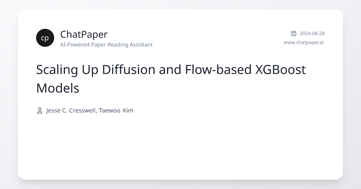 Scaling Up Diffusion and Flow-based XGBoost Models - Paper Details