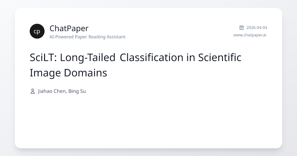 SciLT: Long-Tailed Classification in Scientific Image Domains - Paper ...
