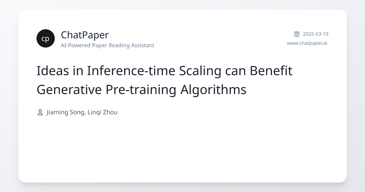 Ideas in Inference-time Scaling can Benefit Generative Pre-training ...