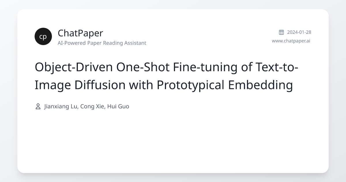 Object-Driven One-Shot Fine-tuning of Text-to-Image Diffusion with ...