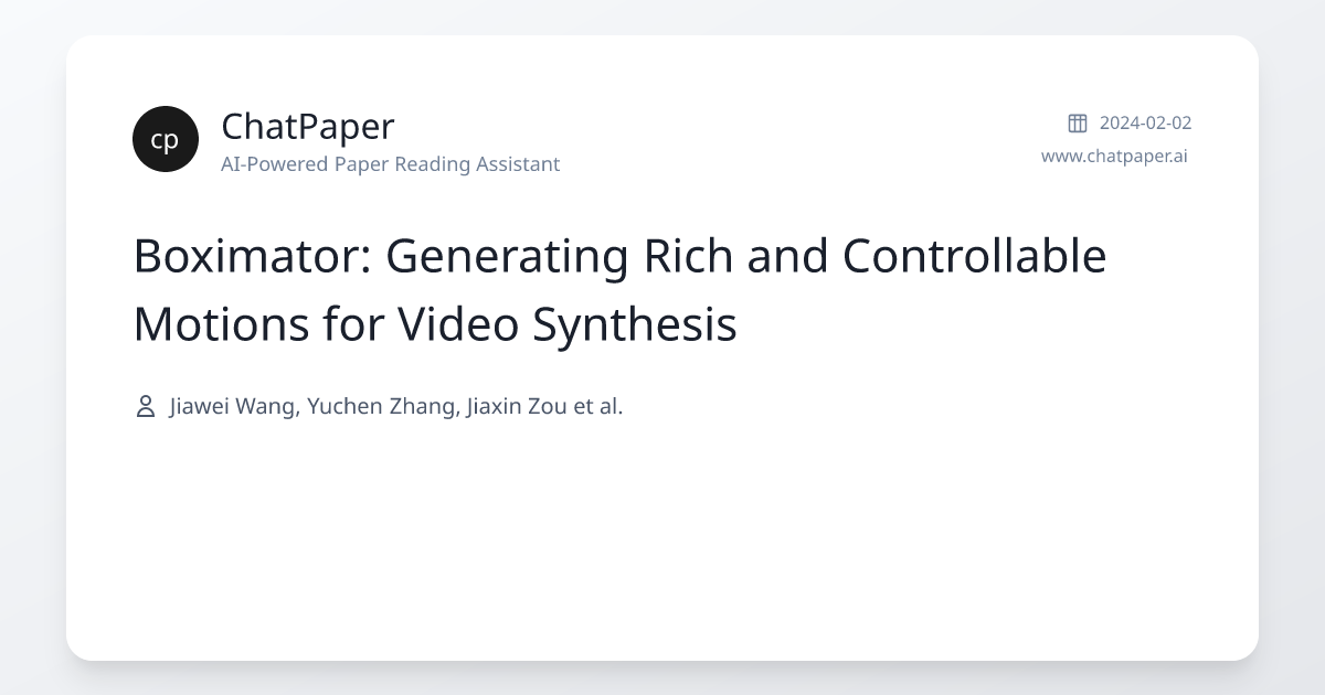 Boximator: Generating Rich and Controllable Motions for Video Synthesis ...