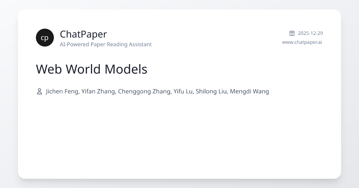 Web World Models - Paper Details