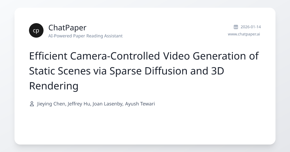Efficient Camera-Controlled Video Generation of Static Scenes via ...