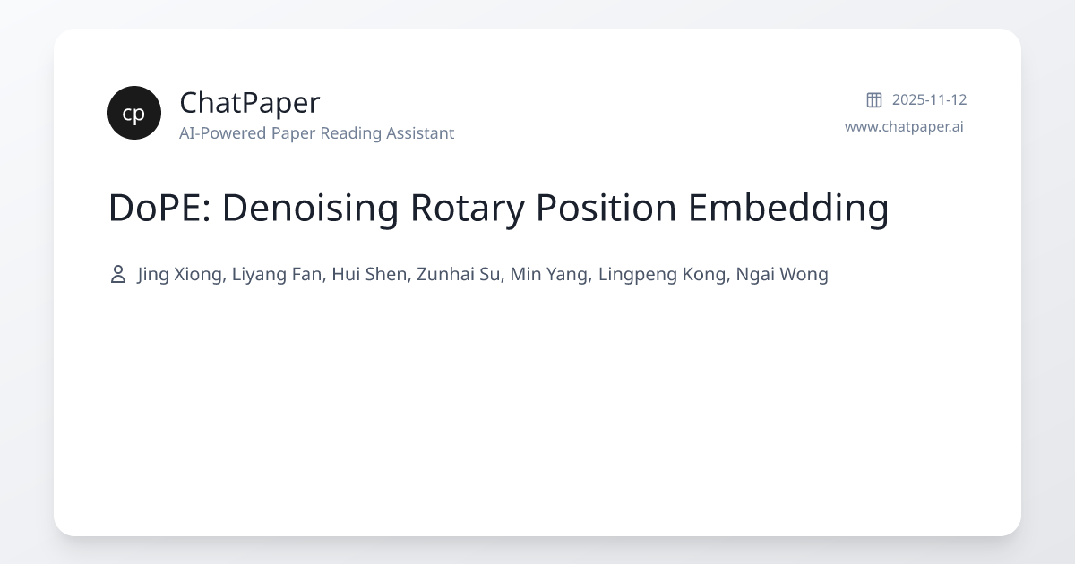 DoPE: Denoising Rotary Position Embedding - Paper Details