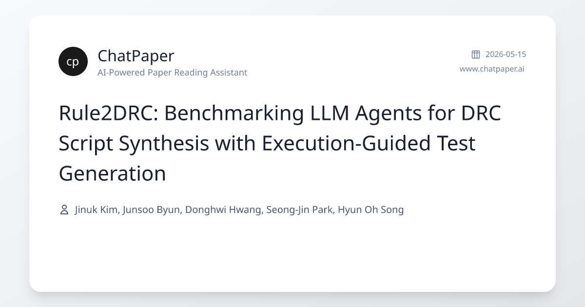 Rule2DRC: Benchmarking LLM Agents for DRC Script Synthesis with ...
