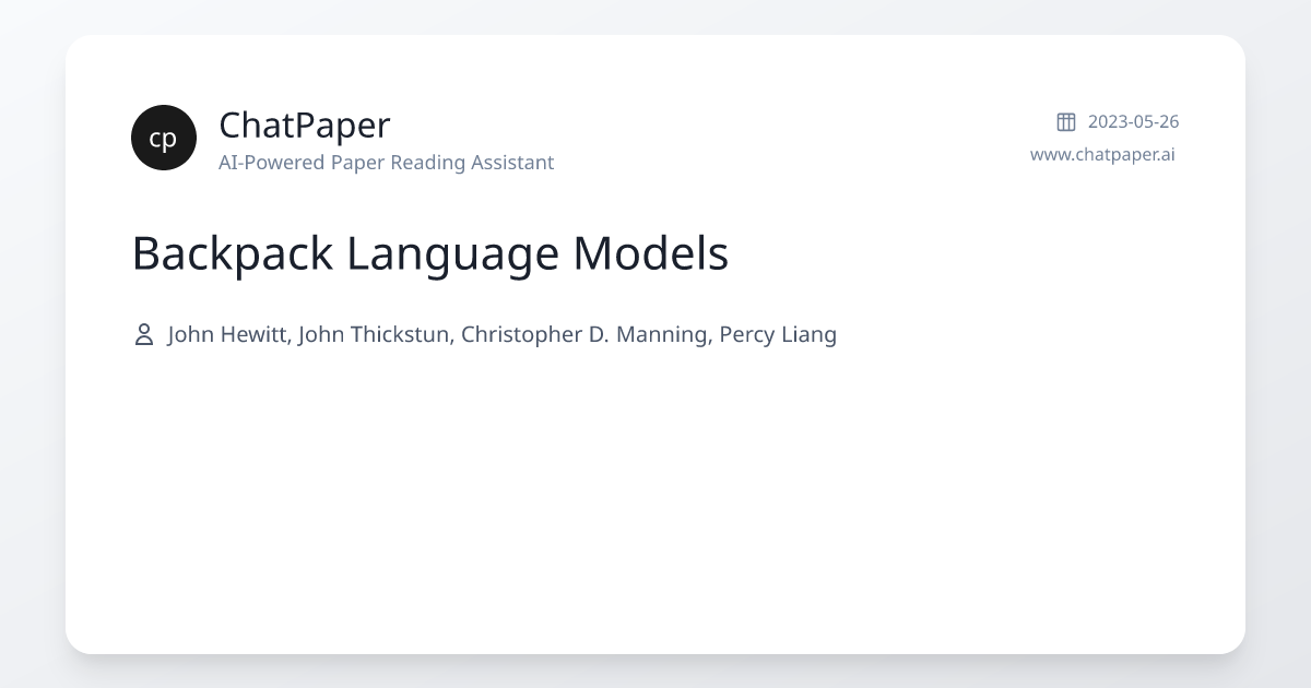 Backpack Language Models - Paper Details