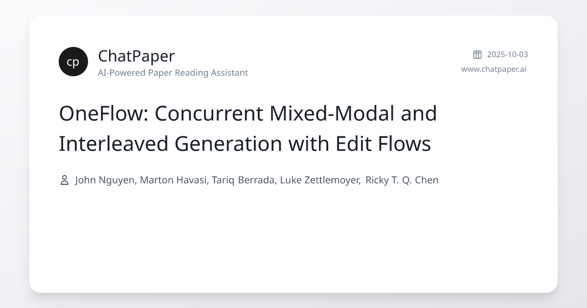 OneFlow: Concurrent Mixed-Modal and Interleaved Generation with Edit ...