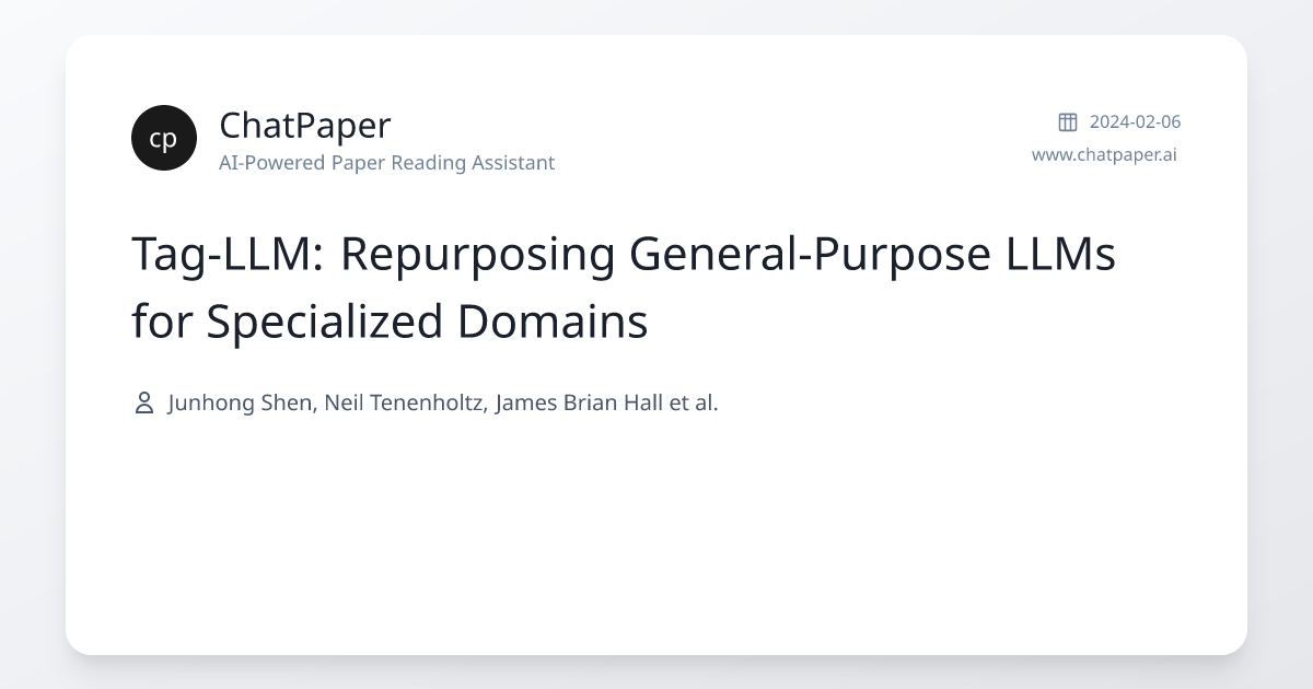 Tag-LLM: Repurposing General-Purpose LLMs for Specialized Domains ...