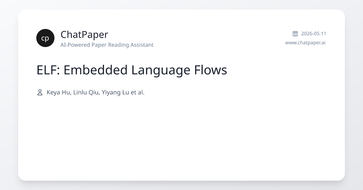 ELF: Embedded Language Flows - Paper Details