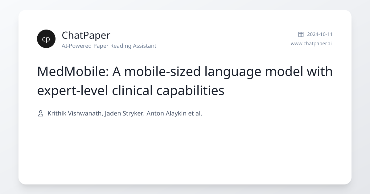 MedMobile: A mobile-sized language model with expert-level clinical ...