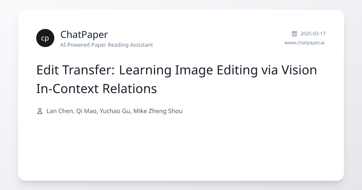 Edit Transfer: Learning Image Editing via Vision In-Context Relations ...
