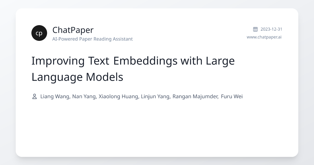 Improving Text Embeddings with Large Language Models - Paper Details