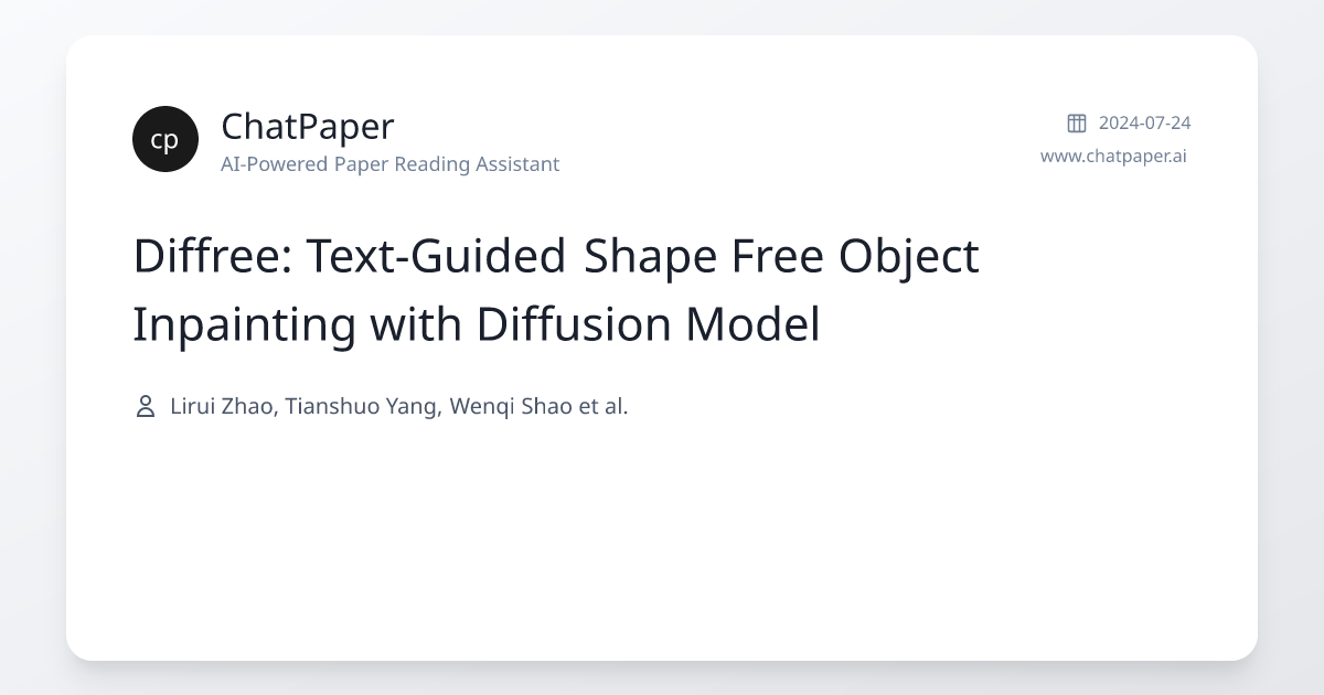 Diffree: Text-Guided Shape Free Object Inpainting with Diffusion Model ...