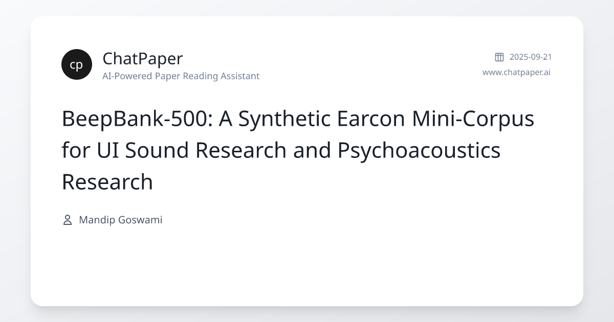 BeepBank-500: A Synthetic Earcon Mini-Corpus for UI Sound Research and ...