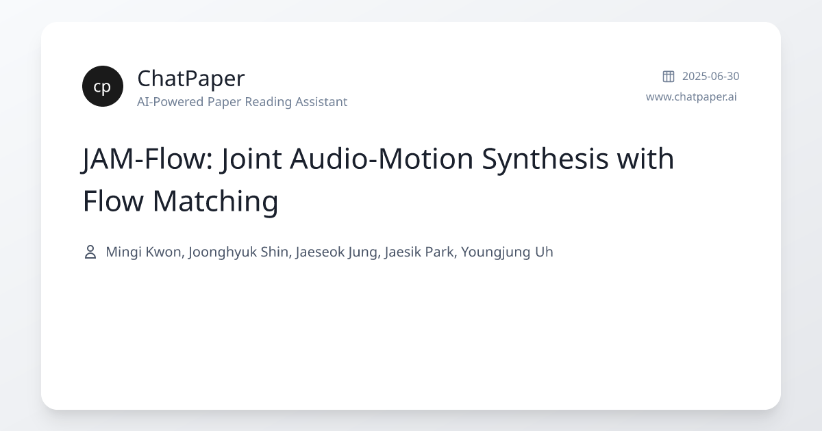 JAM-Flow: Joint Audio-Motion Synthesis with Flow Matching - Paper Details