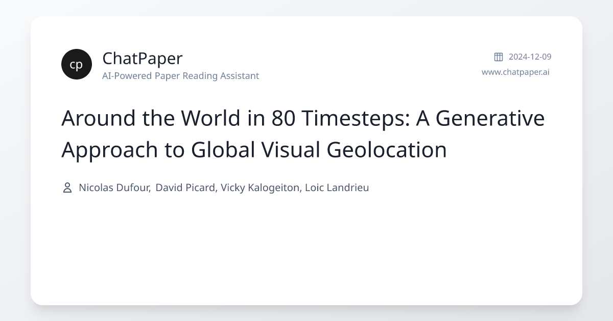 Around the World in 80 Timesteps: A Generative Approach to Global ...