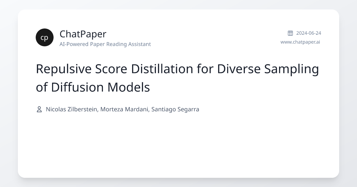 Repulsive Score Distillation for Diverse Sampling of Diffusion Models ...