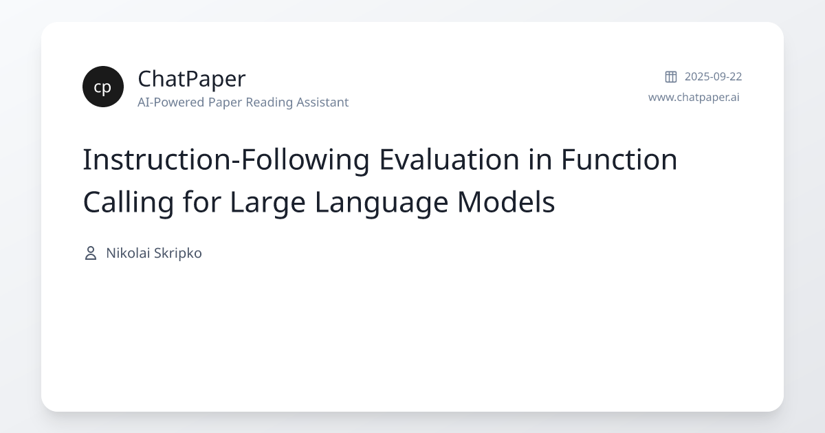 Instruction-Following Evaluation in Function Calling for Large Language ...