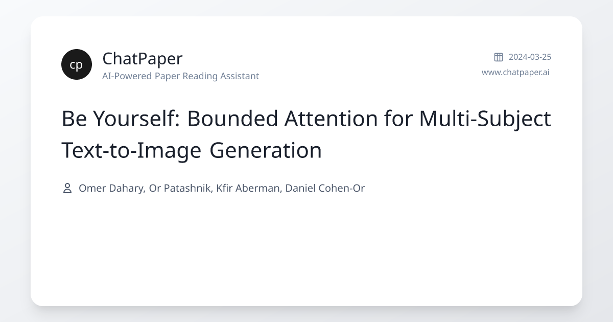 Be Yourself: Bounded Attention for Multi-Subject Text-to-Image ...