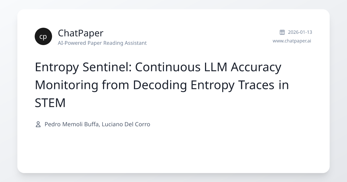 Entropy Sentinel: Continuous LLM Accuracy Monitoring from Decoding ...