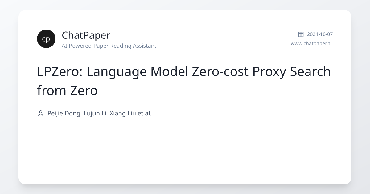 LPZero: Language Model Zero-cost Proxy Search from Zero - Paper Details