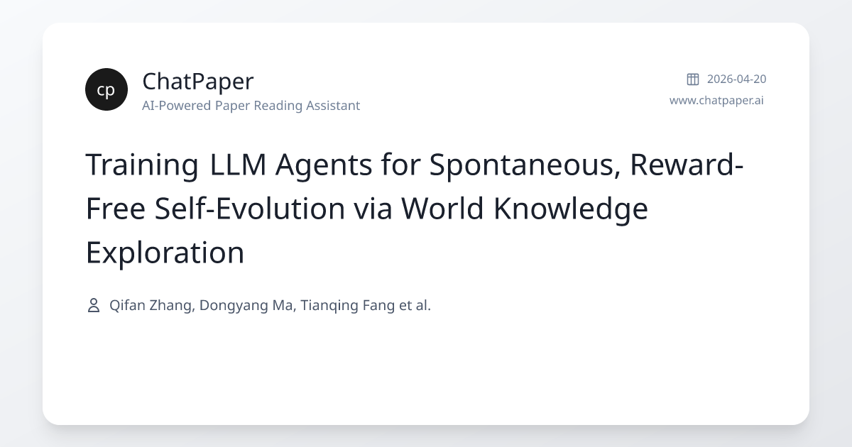 Training LLM Agents for Spontaneous, Reward-Free Self-Evolution via ...