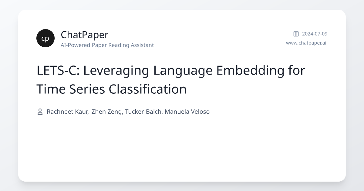 LETS-C: Leveraging Language Embedding for Time Series Classification ...