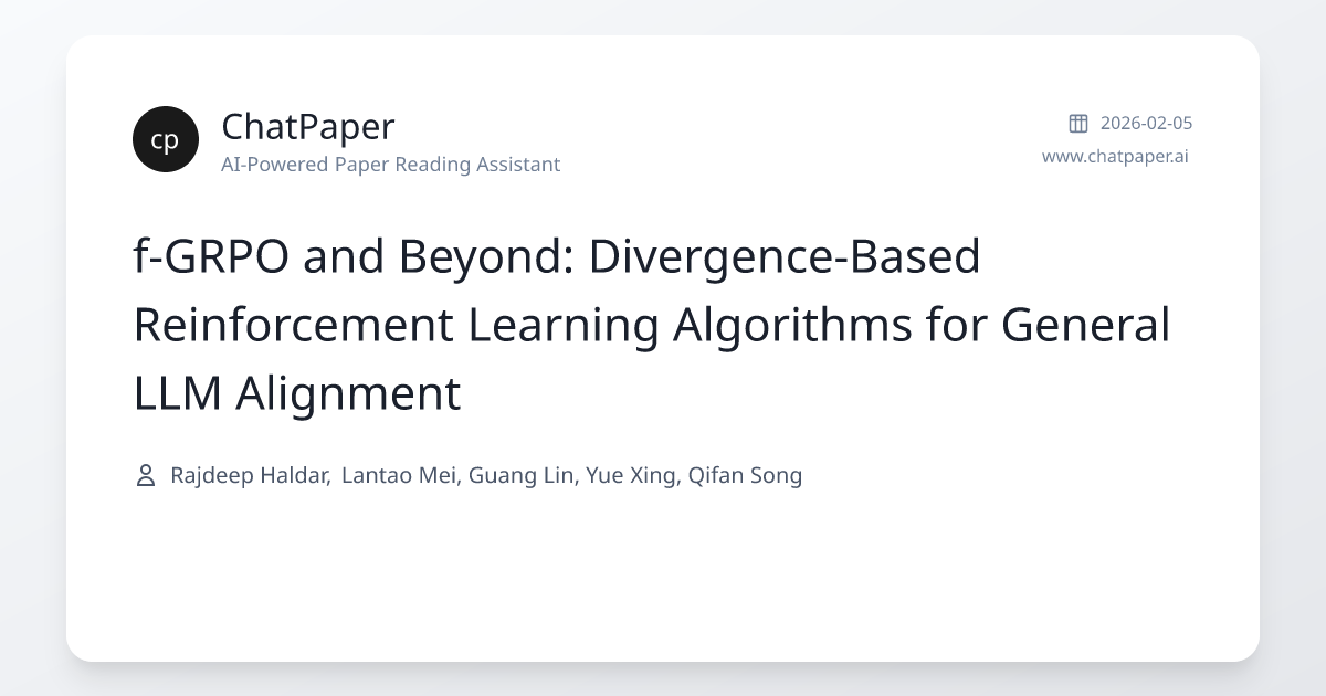 f-GRPO and Beyond: Divergence-Based Reinforcement Learning Algorithms ...