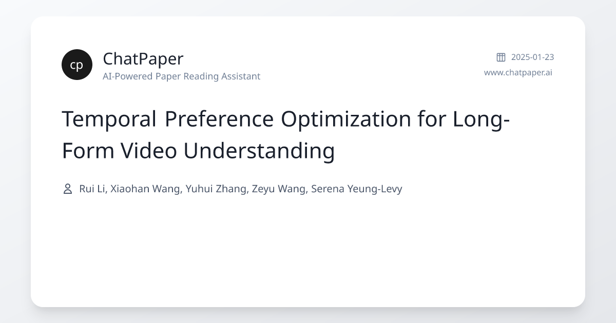 Temporal Preference Optimization for Long-Form Video Understanding ...