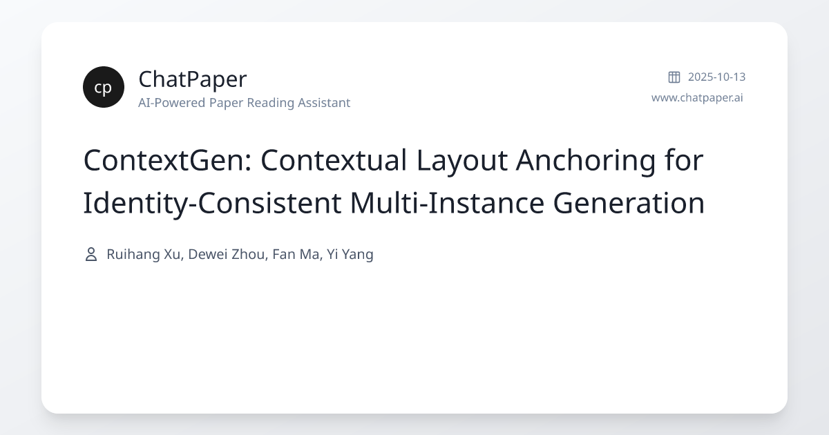 ContextGen: Contextual Layout Anchoring for Identity-Consistent Multi ...
