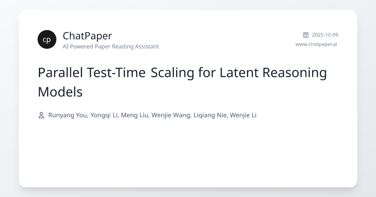 Parallel Test-Time Scaling for Latent Reasoning Models - Paper Details